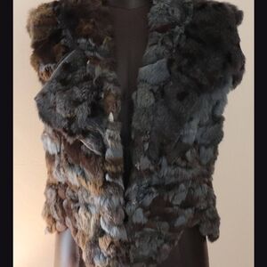 GDT TOO Vintage 80th Spotted Patchwork Rabbit Fur Vest/Future Gilet